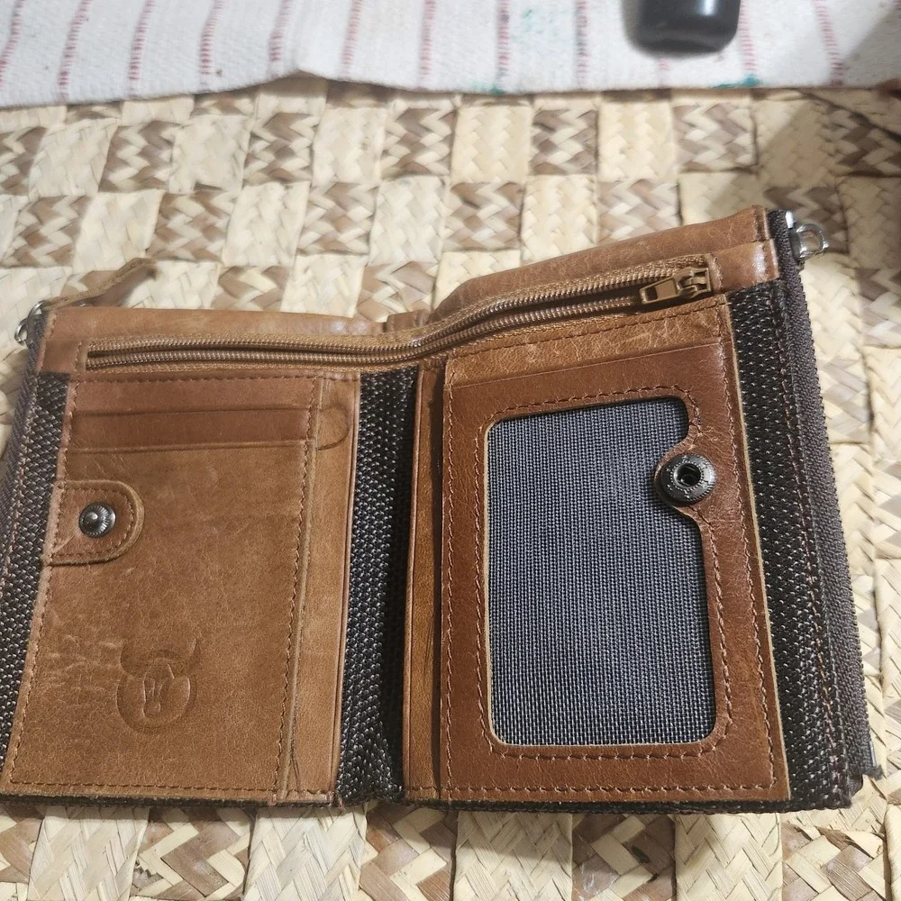 Vintage Bellcoaptain Genuine Leather Bifold Wallet Brown Zip Around Organizer...